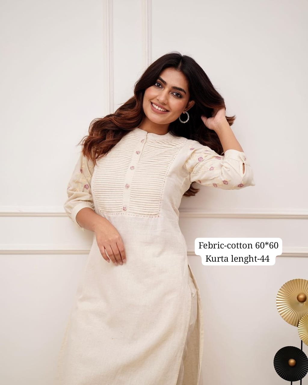 White  Kurti Pant Set with Embroidery & Pintex Detailing